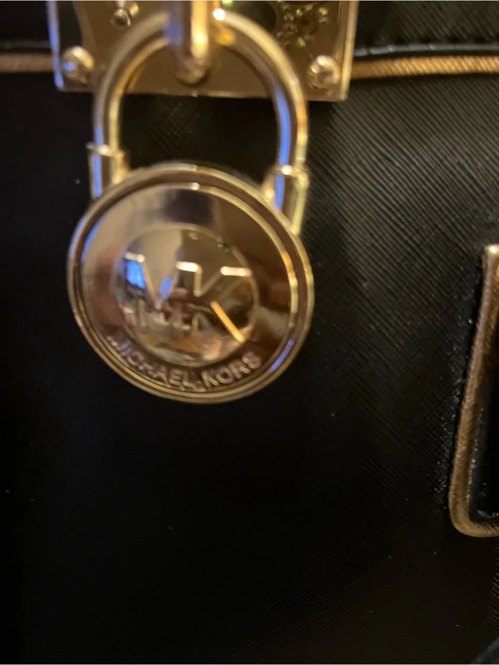🤩🤩Michael Kors Black Satchel with Gold Trim and Lock